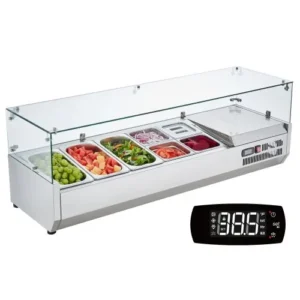 VEVOR Saladette Réfrigérée à Poser 150 W, Vitrine Réfrigérée pour Pizzeria, avec 3 , 1,3 Casseroles