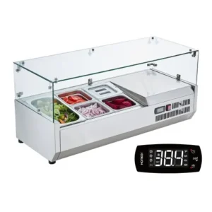 Station de préparation de pizza à salade réfrigérée de comptoir VEVOR 140 W garde en acier inoxydable CE