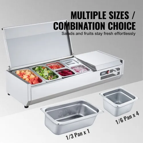 VEVOR Saladette Réfrigérée 140 W, Vitrine Réfrigérée pour Pizzeria, avec 2 , 1, 3 Casseroles – Image 4
