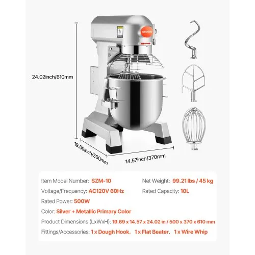VEVOR Mélangeur Alimentaire à 3 Vitesses réglables – Image 5