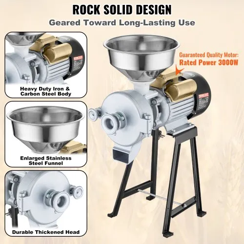 VEVOR Moulin à Grains Broyeur à Épices 3000 W pour Transformation des Aliments – Image 2