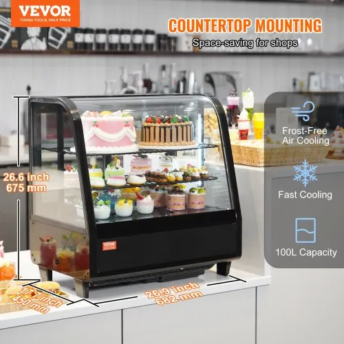 VEVOR Vitrine Réfrigérée pour Pâtisserie Boulangerie Gâteaux 100 L 2 Niveaux – Image 4