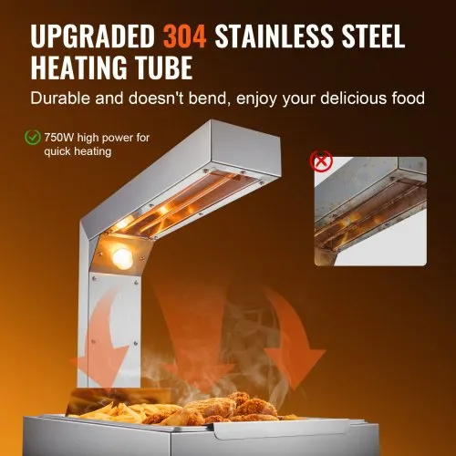 VEVOR Chauffe-Frites Commercial 750 W Lampe Chauffe-Plat en Acier Inoxydable Température 40-50 ℃ – Image 5