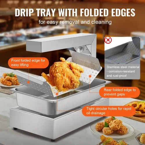 VEVOR Chauffe-Frites Commercial 750 W 605x343 mm Lampe Chauffe-Plat en Inox Température 40-50 ℃ – Image 3