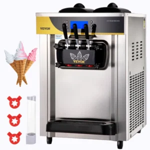 VEVOR Machine à Crème de Table Sorbetière à Glace 20-28 L/h 3 Saveurs 2200 W