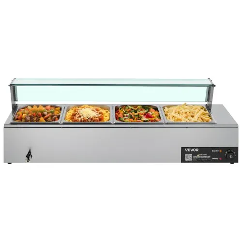 VEVOR Chauffe-Plat Buffet Bain-Marie Électrique de Comptoir 4 Bacs Inox 14,5 L – Image 2