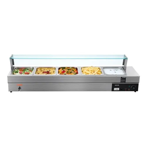 VEVOR Chauffe-Plat Buffet Bain-Marie Électrique 5 Bacs de 7,6 L Écran en Verre – Image 4