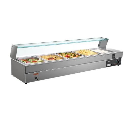 VEVOR Chauffe-Plat Buffet Bain-Marie Électrique 5 Bacs de 7,6 L Écran en Verre – Image 5