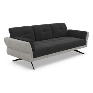 Canapé 2/3 places Siroko - tissu structuré gris clair et noir - plusieurs dimensions disponibles