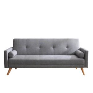 Canapé convertible 3 places en tissu gris VANSO