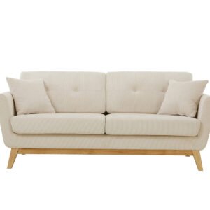 Canapé scandinave 3 places velours côtelé beige OSLO