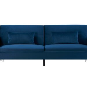 Canapé design convertible 3 places en velours bleu SALLY