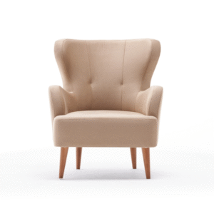 HELOISE - Fauteuil en velours beige avec accoudoirs