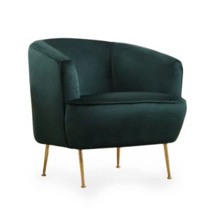 THEA Fauteuil velours vert - pieds dorés