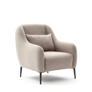 ELO| - Fauteuil beige avec coussin en lin