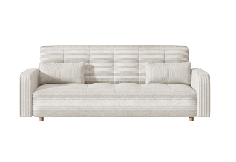 Canapé convertible 3 places en velours Côtelé beige COOPER