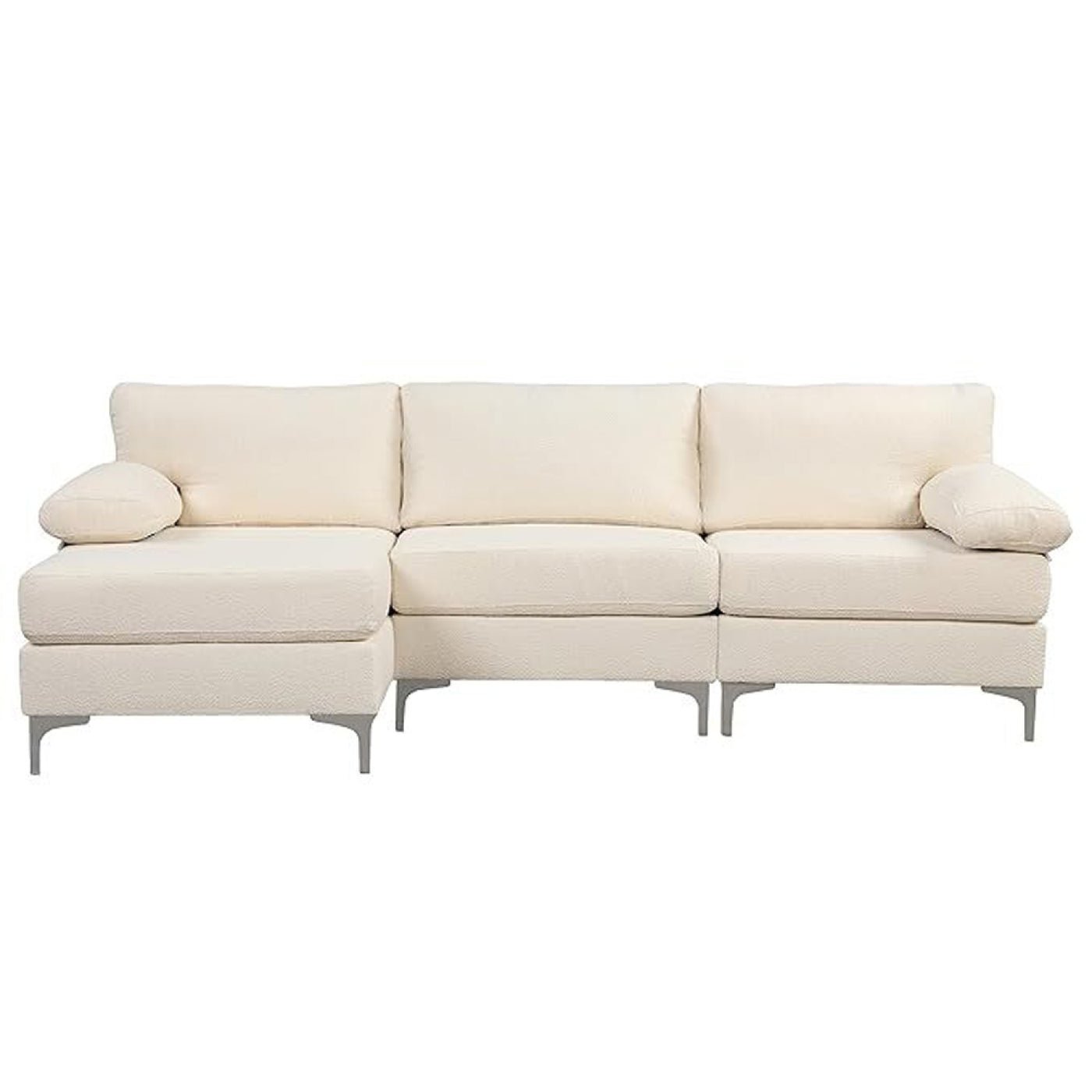 Canapé d'angle gauche 4-5 places en velours beige SOUTH