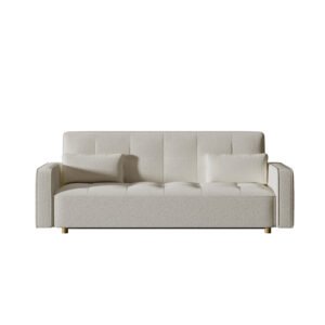 Canapé scandinave convertible 3 places en tissu bouclette blanc COOPER