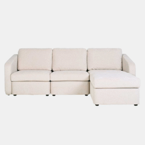 Canapé modulable 3 places beige avec pouf GALEGO