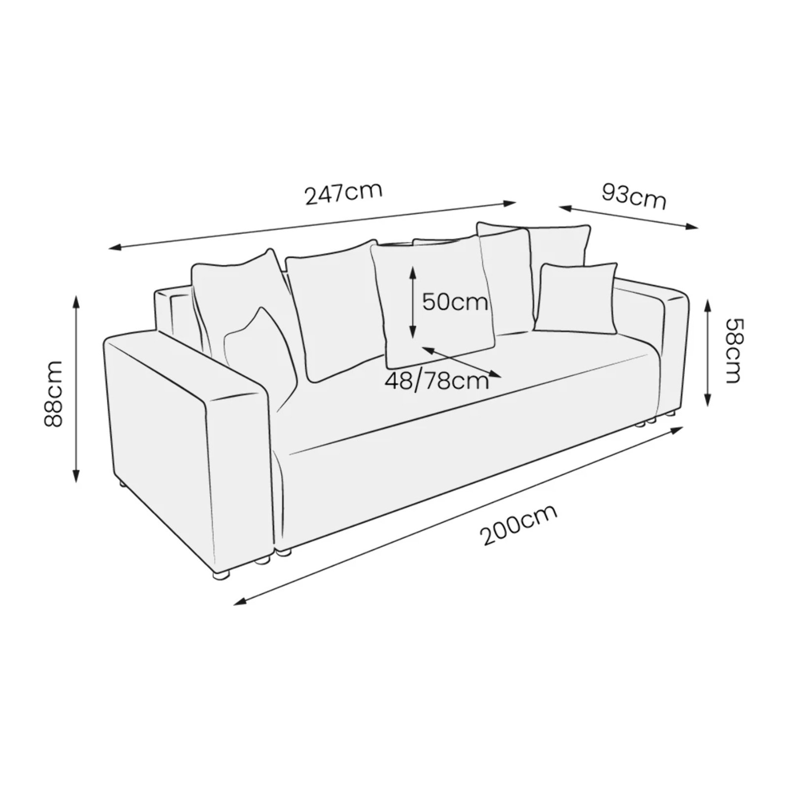 GLORIA - Canapé droit convertible 3 places en tissu gris foncé – Image 3