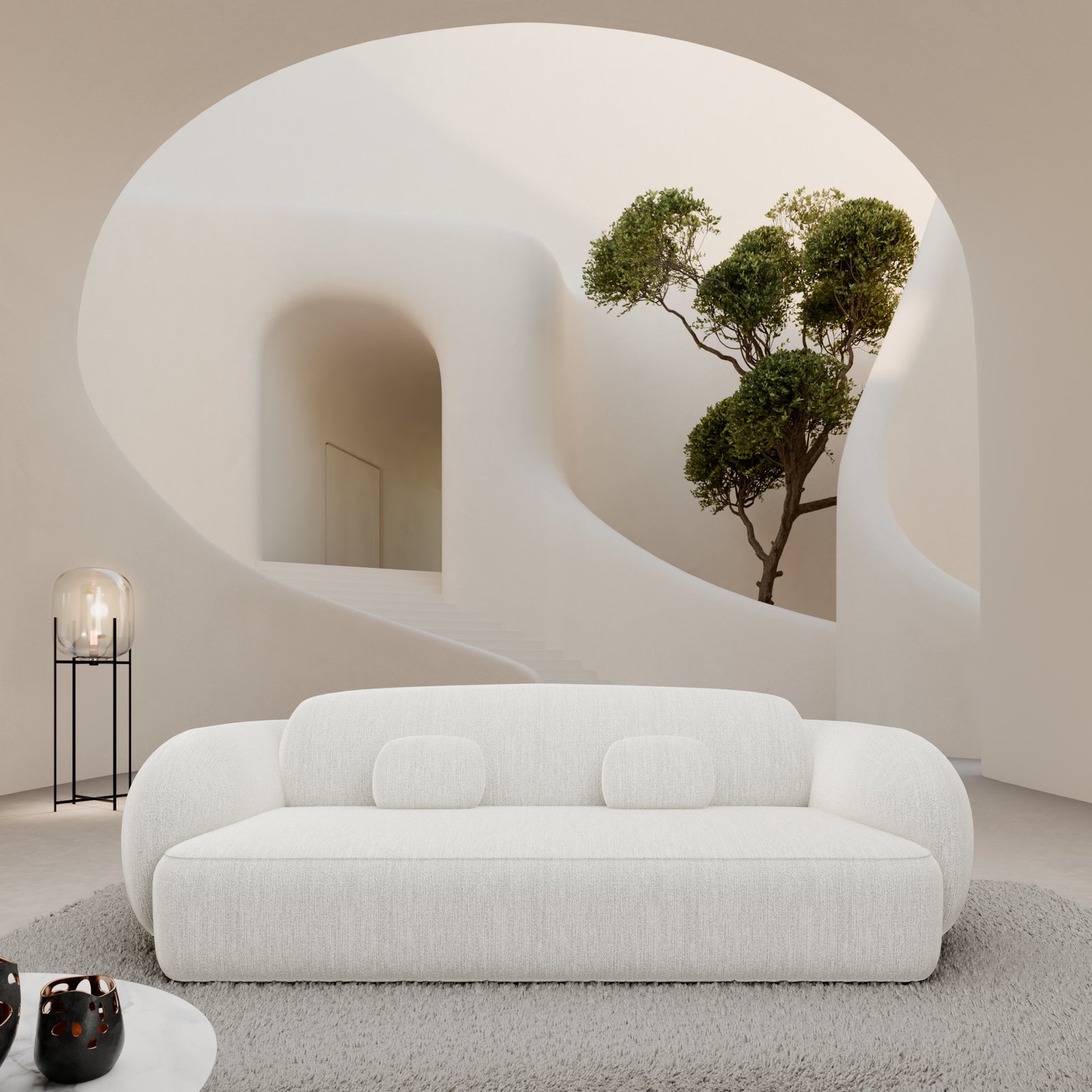 Canapé Nebula blanc - tissu structuré - plusieurs tailles disponibles – Image 4