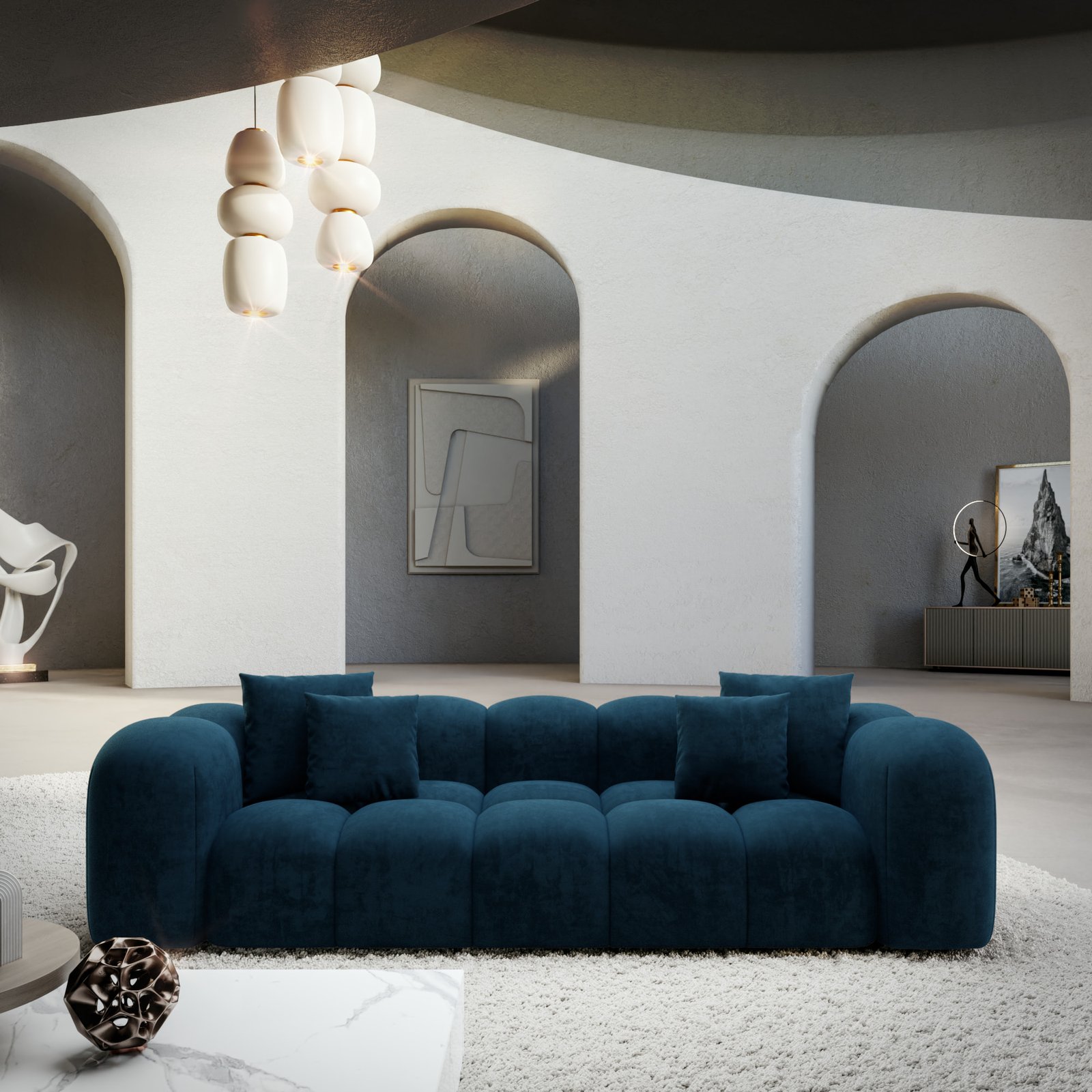Canapé Nuage - velours - bleu pétrole- différentes tailles disponibles – Image 4