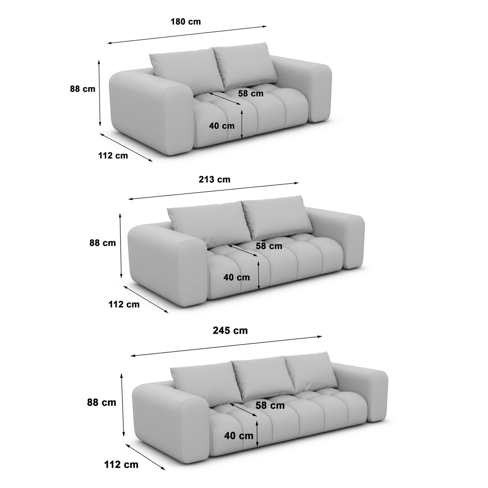 Sofa Luna - velours - gris foncé – Image 2
