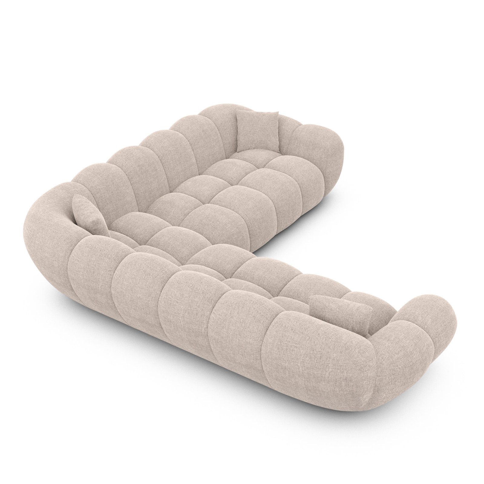 Canapé d'angle places Sognio - tissu structuré - gris clair -258x258x70 cm 6 Places – Image 3