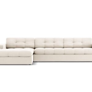 Sofa d'angle droit en velours - Yohan -4 places - beige clair