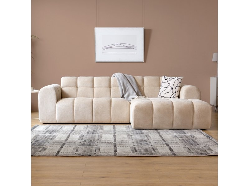 ALINE Canapé d'angle 3 places nuage en velours beige