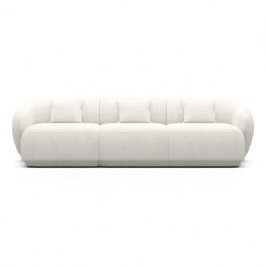 Canapé Gaitano - blanc - tissu bouclé - 3 Places