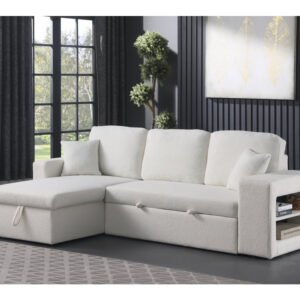 Canapé d'angle bouclettes convertible/ reversible "Axel" - 3 Places - Blanc