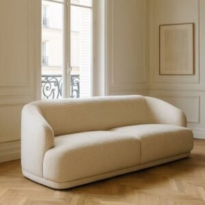 Canapé en velours cotelé crème 2 places HUTON 203x94x72