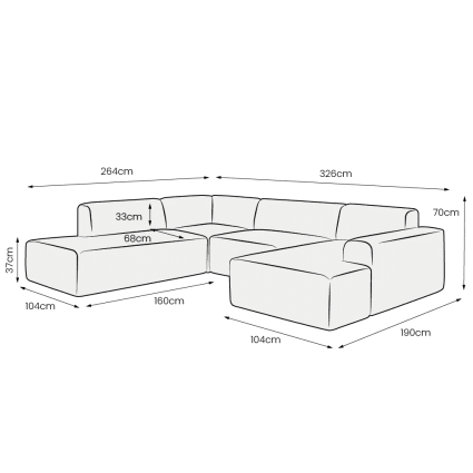 CALYS Canapé panoramique droit 5 places en tissu bouclette écrue – Image 3