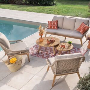 Salon de jardin en acacia - 5 places - DANAO