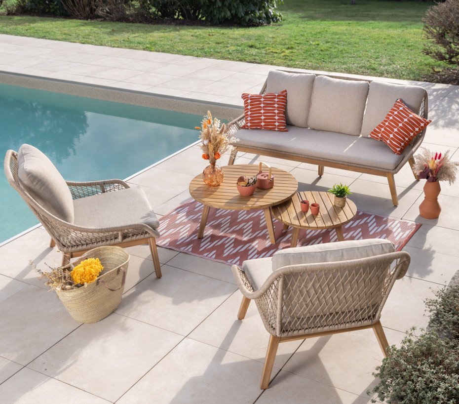 Salon de jardin en acacia - 5 places - DANAO