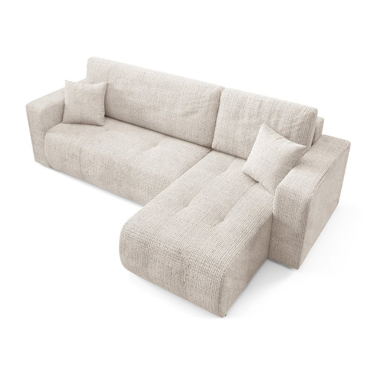 AURORE Canapé d'angle droit 3 places en tissu texturé beige – Image 4