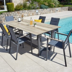 Ensemble table et chaises de jardin - Chêne doré et Nuit JUL CARMEL