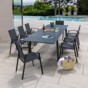 Ensemble table et chaises de jardin - Gris Anthracite - NAIROBINEA