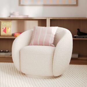 Fauteuil en tissu bouclé blanc- Naya