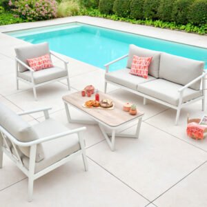 Salon de jardin en aluminium -5 places- FONTANA BLANC