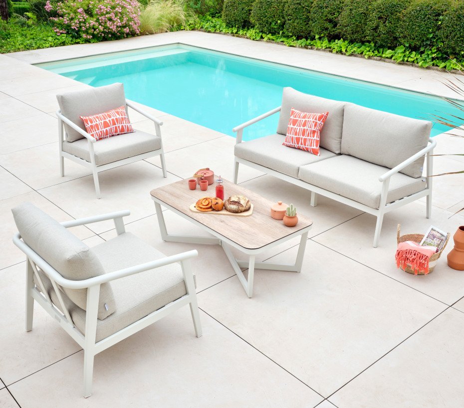 Salon de jardin en aluminium -5 places- FONTANA BLANC