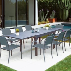 Ensemble table et chaises de jardin - Gris Anthracite GUETHARIZIERS