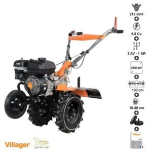 Motoculteur professionnel 6,8 cv 212 cm33 vitesses AV 1AR VILLAGER VTB 843