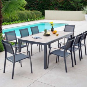 Ensemble table et chaises de jardin - effet bois - OLERON