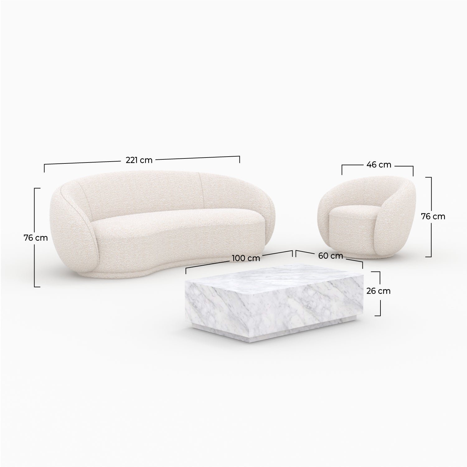 Ensemble canapé, fauteuil et table basse 4 personnes Izaé – Image 4