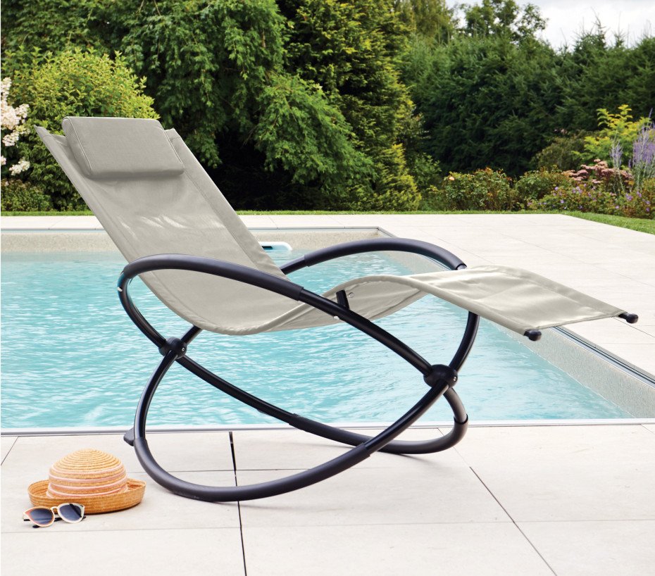 Transat de jardin en acier - pliable - écru - ELYPSE – Image 4