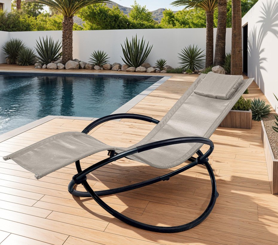 Transat de jardin en acier - pliable - écru - ELYPSE